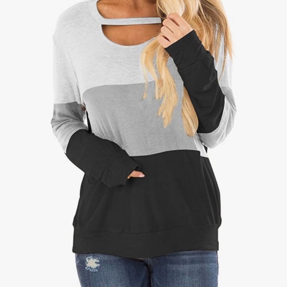 Womens color block long sleeve top